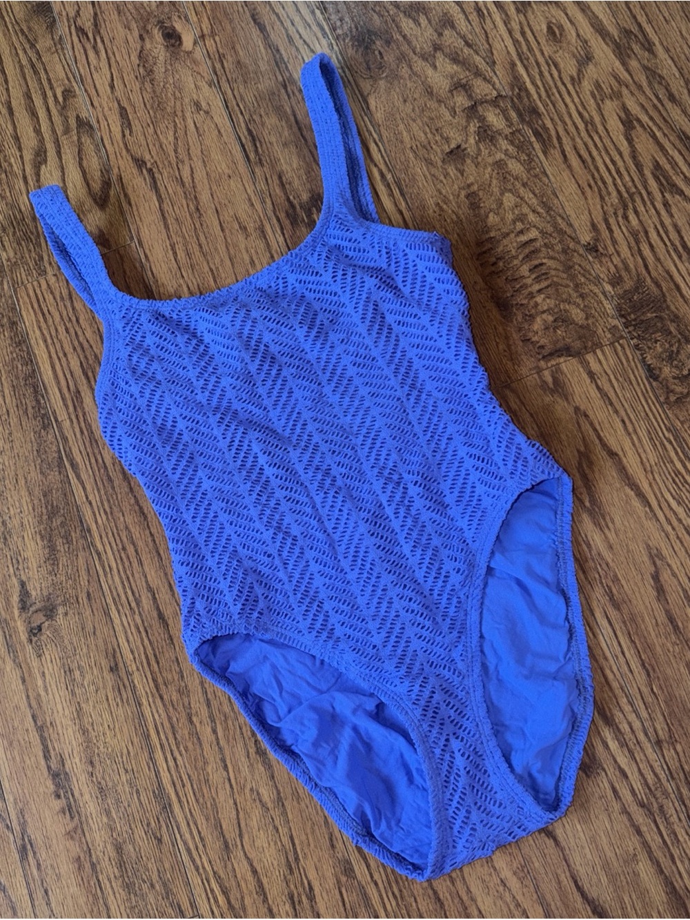 Vintage Catalina One Piece Swimsuit Womens 14 Neon Purple Crochet Textured 90’s